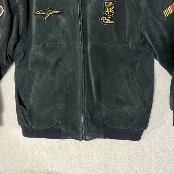 Jeff Hamilton Pro Sport Suede Jacket NASCAR Ups Men’s XL Black Dale Jarrett - Picture 2 of 16